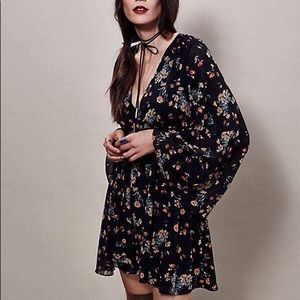 Free People black sheer floral dress